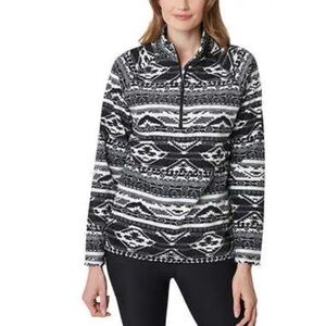Eddie Bauer Fleece 1/4 Zip Pullover Black White Geometric | Size S